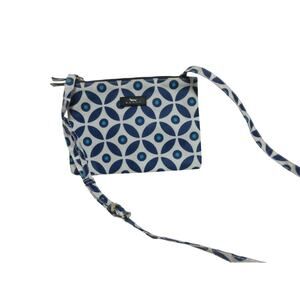 Scout Purse Crossbody Blue/White Print 6 x 8 inches Quilted Lining 2 Zip Pockets